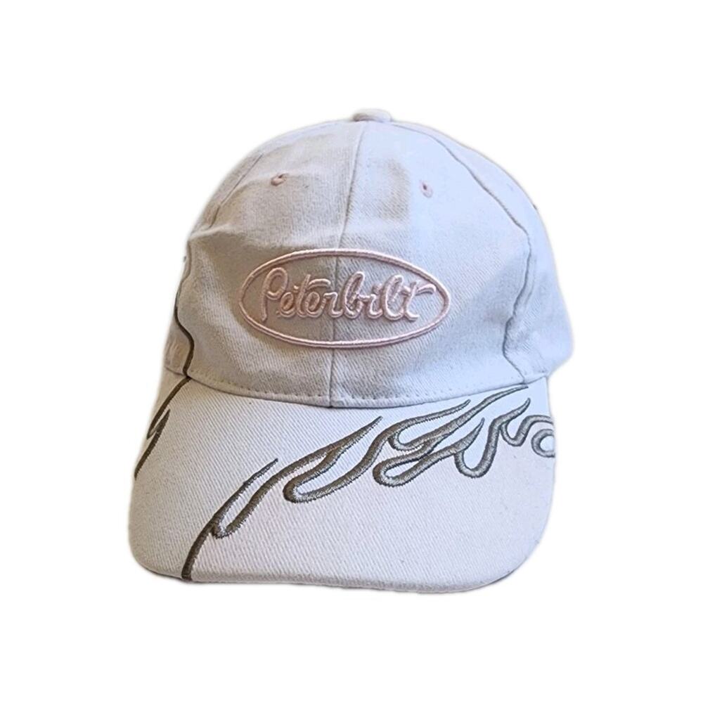 Women's Light Pink Flame Peterbilt Hat Adjustable Trucker Cap Embroidered Logo